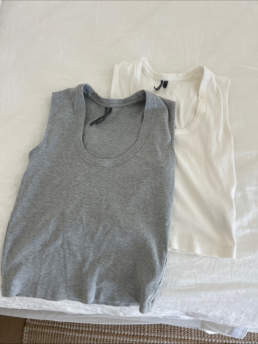 Anthropologie Ribbed Tank Duo — Gray & White